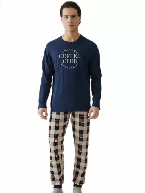 Ανδρική Πυτζάμα MINERVA Sweat Coffee - 100% Βαμβάκι Interlock 