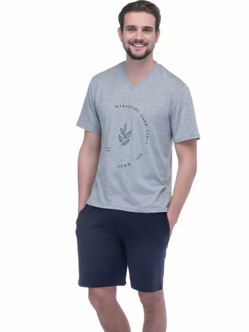 ανδρική πυτζάμα secret point 121-005 grey